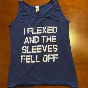 Funny work out sleeveless shirt navy blue